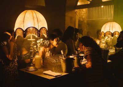 Guest asks for a drink in the cave bar during the wedding after partA g